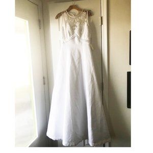 Bridal Gown with train satin empire waist beaded